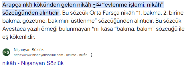 Nikah Kelimesinin kökeni